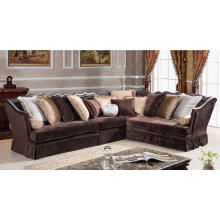 Traditional Chocolate Cloth Camel Back Sectional Sofa for Living Room